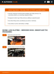 Kā veikt nomaiņu: C 220 CDI (203.006, 203.008) Mercedes W203 Stikla tīrītāja slotiņa