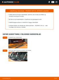 Hvordan man udfører udskiftning af: Viskerblade på 1.6 16V Peugeot 207 cc