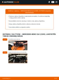 Kaip atlikti keitimą: Mercedes CLK C209 CLK 270 CDI (209.316) Valytuvo gumelė
