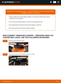 How to carry out replacement: Wiper Blades CLK 200 1.8 Kompressor (209.442) Mercedes A209