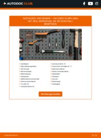 Wie der Austausch bewerkstelligt wird: ABS Sensor 1.9 D VW Caddy III MPV (6K9, 9E7, 9E9)