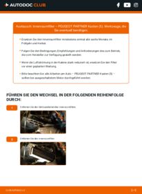Wie der Wechsel ausgeführt wird: Innenraumfilter 1.9 D Peugeot Partner Kastenwagen