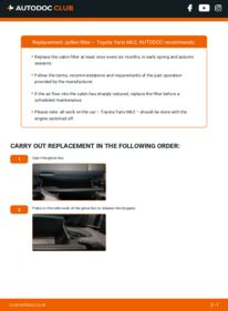 How to carry out replacement: Pollen Filter 1.4 D-4D (NLP90_) Toyota Yaris Mk2