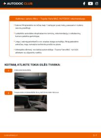 Kaip atlikti keitimą: Toyota Yaris 2 1.4 D-4D (NLP90_) Oro filtras, keleivio vieta