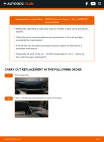 How to carry out replacement: Pollen Filter 3.5 (GSX30_) TOYOTA Avalon Limousine (_X3_)