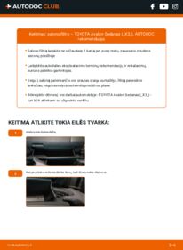 Kaip atlikti keitimą: TOYOTA Avalon Limousine (_X3_) 3.5 (GSX30_) Oro filtras, keleivio vieta