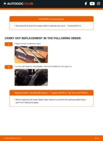 How to carry out replacement: Wiper Blades 2.2 D 4WD (ALA30_) Toyota RAV4 III