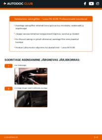 Kuidas välja vahetamist läbi viia: Lexus RX XU30 400h AWD (MHU38_) Salongifilter