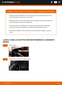 Cómo sustitución de Filtro de Habitáculo 400h AWD (MHU38_) Lexus RX XU30