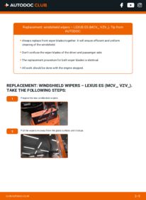 How to carry out replacement: Wiper Blades 3.0 (MCV30_, MCV20_) ES (XV20, XV30)