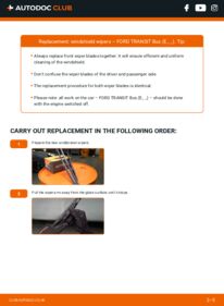 How to carry out replacement: Wiper Blades 2.5 DI Ford Transit MK5 Minibus