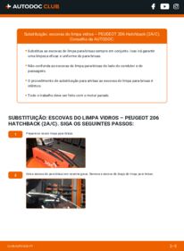 Como realizar a substituição de Escovas do Limpa Vidros 1.4 i Peugeot 206 2A/C