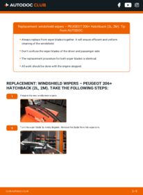How to carry out replacement: Wiper Blades 1.4 HDi eco 70 Peugeot 206+