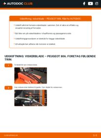 Hvordan man udfører udskiftning af: Viskerblade på 2.0 HDI Peugeot 806 221