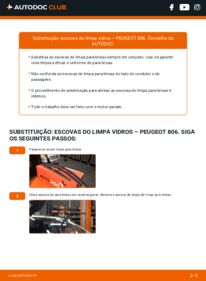 Como realizar a substituição de Escovas do Limpa Vidros 2.0 HDI Peugeot 806 221