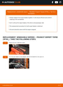 How to carry out replacement: Wiper Blades 2.0 HDi 120 Peugeot Expert Tepee