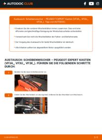 Wie der Wechsel durchführt wird: Scheibenwischer Peugeot Expert Kastenwagen 2.0 HDi 120 tauschen