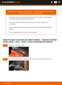 Como realizar a substituição de Escovas do Limpa Vidros 2.0 HDi 120 Peugeot Expert Van