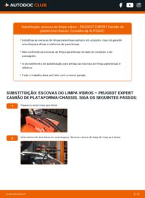 Como realizar a substituição de Escovas do Limpa Vidros 2.0 HDi 120 PEUGEOT EXPERT Platform/Chassis