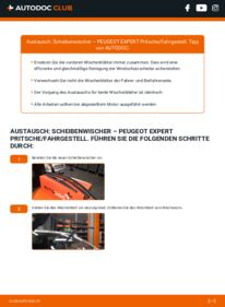 Wie der Austausch bewerkstelligt wird: Scheibenwischer 2.0 HDi 120 PEUGEOT EXPERT Platform/Chassis