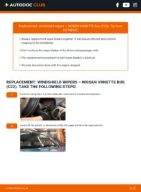 How to carry out replacement: Wiper Blades 2.0 D Nissan Vanette C22