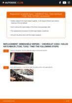 Step by step PDF-tutorial on Wiper Blades CHEVROLET AVEO Hatchback (T250, T255) replacement