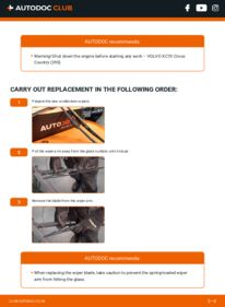 How to carry out replacement: Wiper Blades D5 XC AWD Volvo XC70 Cross Country