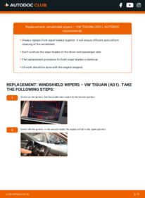 How to carry out replacement: Wiper Blades 2.0 TDI VW Tiguan 2 AD1