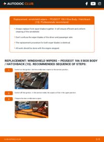 How to carry out replacement: Wiper Blades 1.5 D PEUGEOT 106 Van (1_)