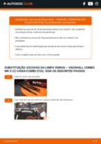 Como substituir Escovas limpa para brisas traseiro e dianteiro VAUXHALL COMBO Mk II (C) Box Body / Estate (F25) - manual online
