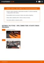 Kaip pakeisti Stiklo valytuvai mano Combo D Van / Universalas 1.4 CNG (B05)? Išsamios instrukcijos