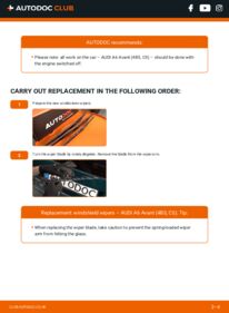 How to carry out replacement: Wiper Blades 2.5 TDI quattro Audi A6 C5 Avant