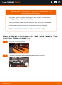 Comment effectuer un remplacement de Essuie-glace 1.4 (R97) Opel Tigra Twintop