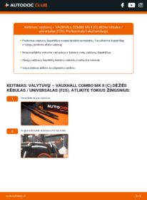 Kaip atlikti keitimą: VAUXHALL COMBO Mk II (C) Box Body / Estate (F25) 1.3 CDTI 16V Valytuvo gumelė