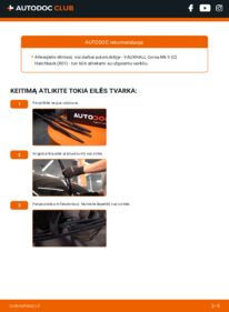 Kaip atlikti keitimą: Corsa C X01 1.2 16V (F08, F68) Valytuvo gumelė