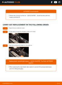 How to carry out replacement: Wiper Blades 1.5 dCi 4x4 (HSMC, HSMD) DACIA DUSTER