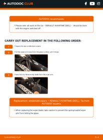 How to carry out replacement: Wiper Blades 3.0 V6 RENAULT AVANTIME (DE0_)
