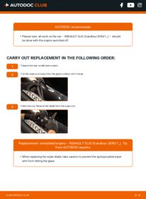 How to carry out replacement: Wiper Blades 1.5 dCi (KR0F) Renault Clio 3 Grandtour