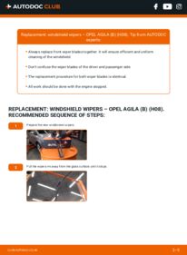 How to carry out replacement: Wiper Blades 1.2 (F68) OPEL Agila B