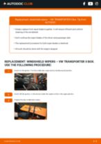How do I change the Windscreen wipers on my Transporter T4 Van (70A, 70H, 7DA, 7DH) 2.0? Step-by-step guides
