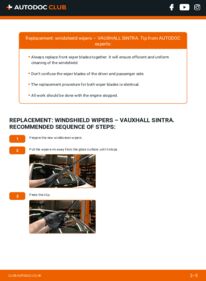 How to carry out replacement: Wiper Blades 2.2 i 16 V VAUXHALL SINTRA