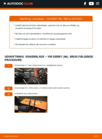 Hvordan man udfører udskiftning af: Viskerblade på 1.1 VW Derby 86