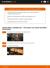Hvordan man udfører udskiftning af: Viskerblade på 1.3 VW PASSAT (32)