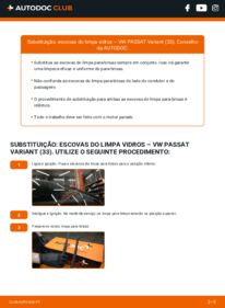 Como realizar a substituição de Escovas do Limpa Vidros 1.6 (YN) VW Passat Variant Typ 33