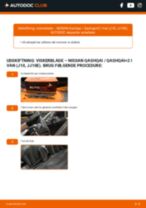 Udskiftning af Viskerblade foran og bag NISSAN Qashqai / Qashqai+2 I Van (J10, JJ10E): manual pdf
