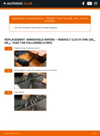 How to carry out replacement: Wiper Blades 1.5 dCi Renault Clio 3 Van