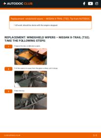 How to carry out replacement: Wiper Blades 1.6 dCi (T32) Nissan X-Trail T32