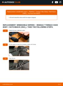 How to carry out replacement: Wiper Blades 1.2 (CN01, CN06) RENAULT Twingo II Kasten / Schrägheck (CNO_)