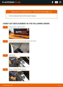 How to carry out replacement: Wiper Blades 1.8 VW Passat 32B