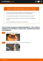 Cambio Escobillas de Limpiaparabrisas traseras y delanteras OPEL VIVARO Platform/Chassis (E7): guía pdf